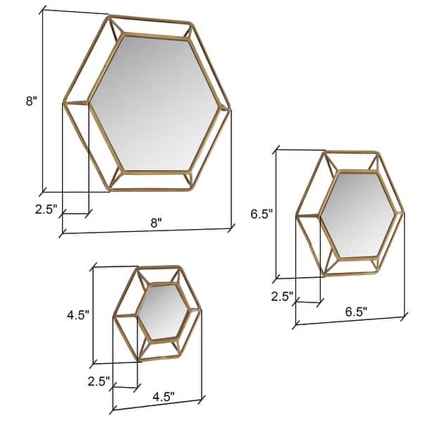 Shanton Hexagonal Wall Mirrors (Set of 3)