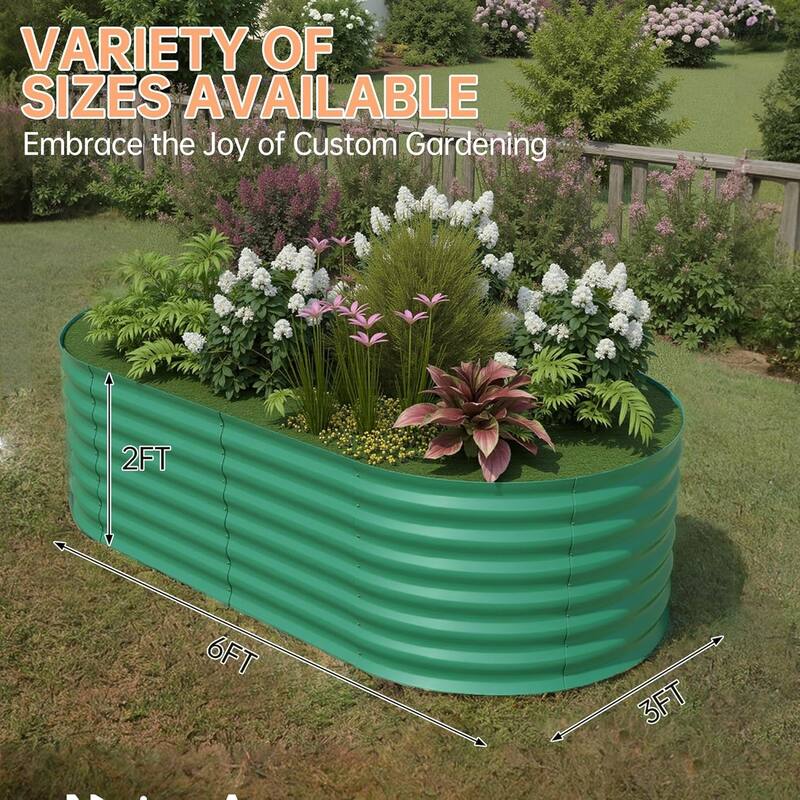 4 x 2 x 2 ft Galvanized Steel Raised Garden Bed Green