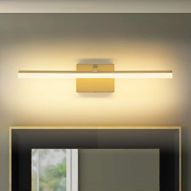1-Light Modern Gold/ Black Linear LED Bathroom Vanity Light Indoor 3000K Wall Light