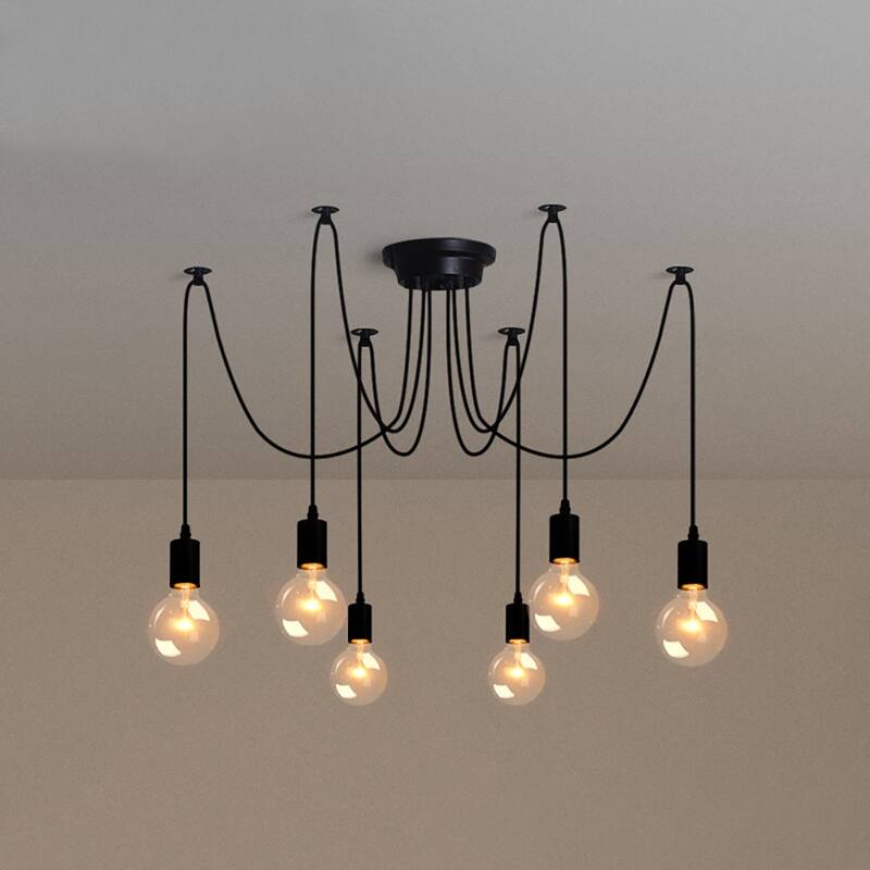 Bella Depot Modern Industrial Edison Lighting Adjustable Spider Light Cluster Chandelier. - 6 Light