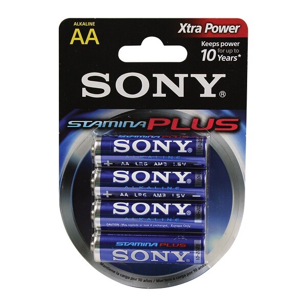 SONY S-AM3B4A Stamina Plus Alkaline Batteries (AA, 4 Pack)