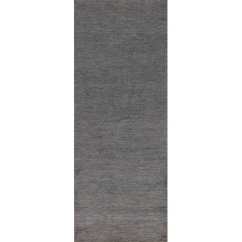 Gray Gabbeh Modern Runner Rug Handmade Wool Carpet - 2'9"x 9'7"