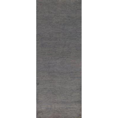 Gray Gabbeh Modern Runner Rug Handmade Wool Carpet - 2'9"x 9'7"