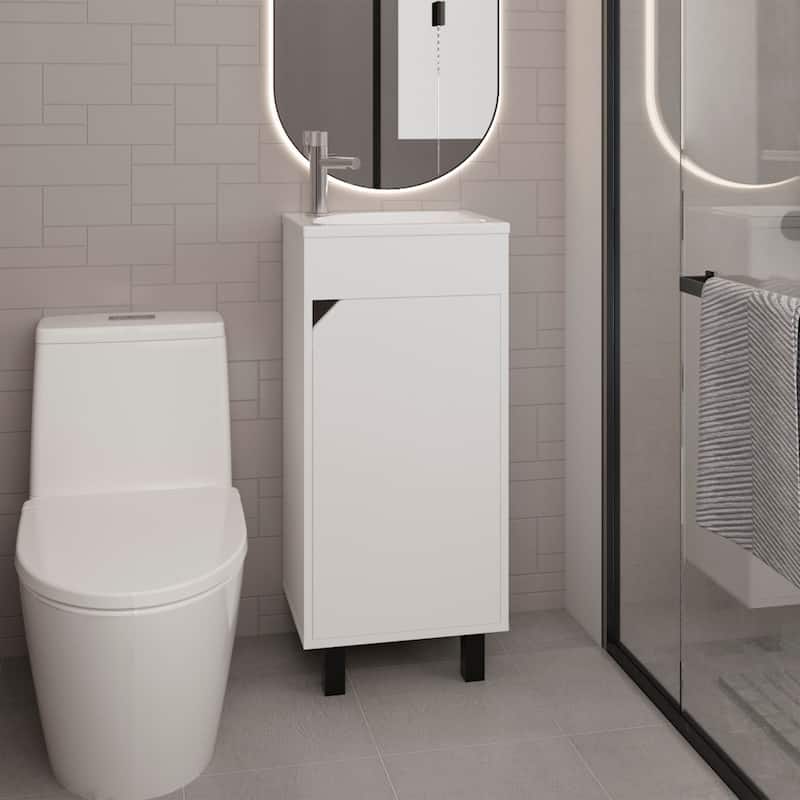 Modern aesthetic Bathroom Vanity, 1 Door, 4 Legs with Sturdy construction for stability - White