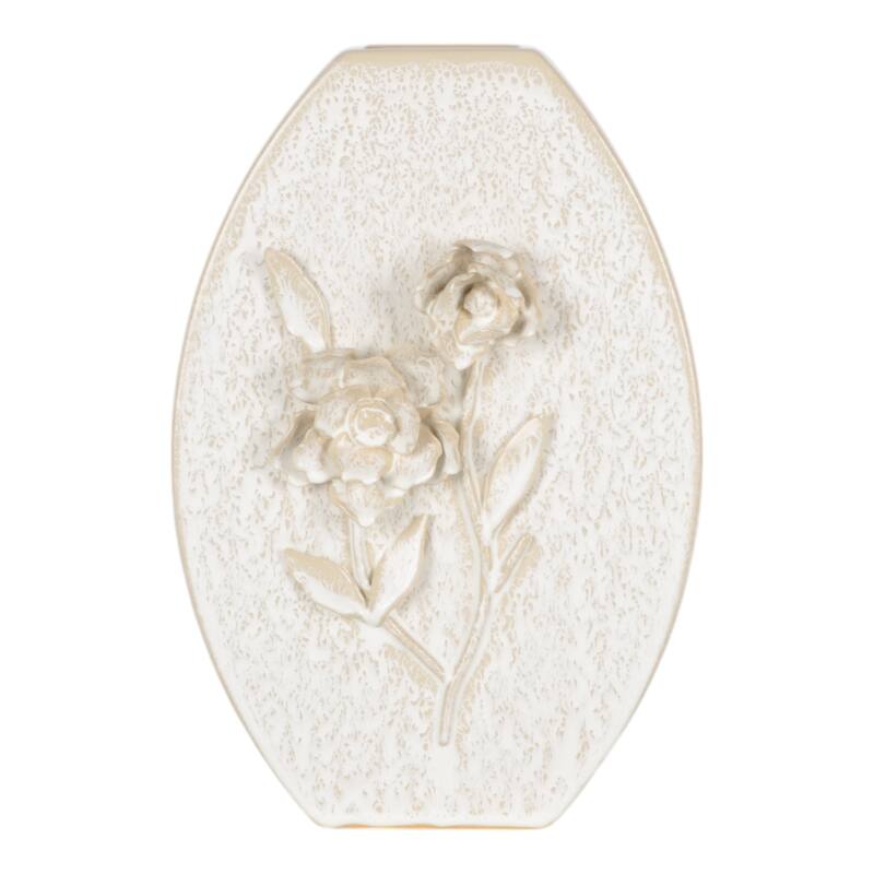 Ceramic Earthenware Textured Vase with Tapered Rim and Organic Pattern