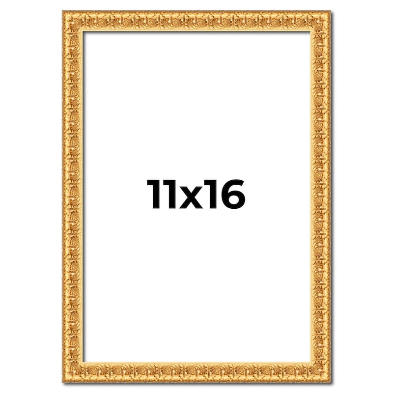11x16 Frame Gold Real Wood Picture Frame Width 1 inches | Interior