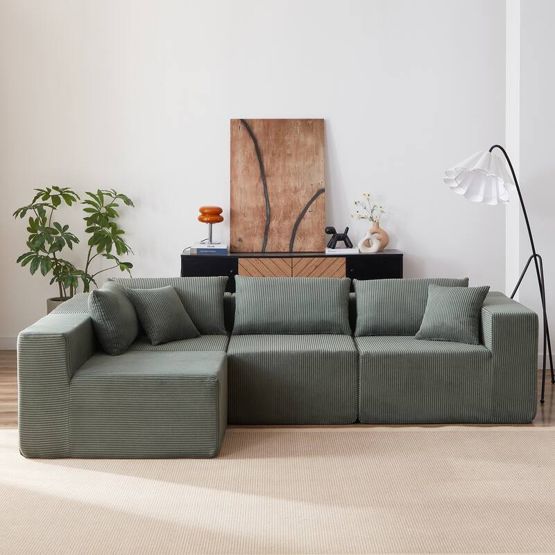 104" Corduroy L-Shaped Modular Sectional Sofa (4-Piece)
