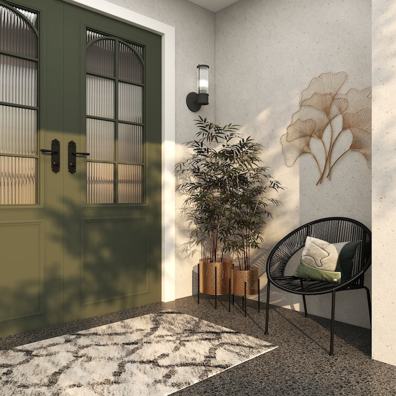 Gold or Black Iron Metal Contemporary Floral Pattern Planter (Set 2)