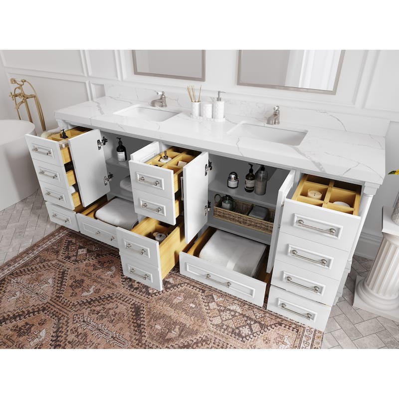 Willow Collections 84 in. W x 22 in. D Aberdeen Double Bowl Sink Bathroom Vanity with Countertop
