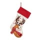 preview thumbnail 35 of 51, Glitzhome 21"L LED Embroidered Linen Reindeer Cat Dog Christmas Stockings Reindeer