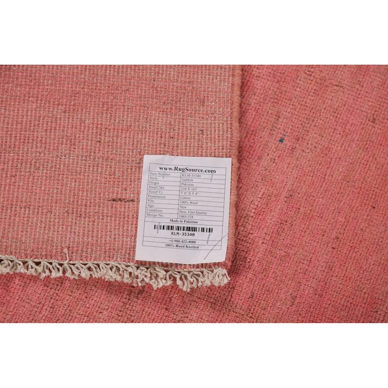 Modern Pink Gabbeh Oriental Area Rug Handmade Wool Carpet - 5'4"x 7'8"
