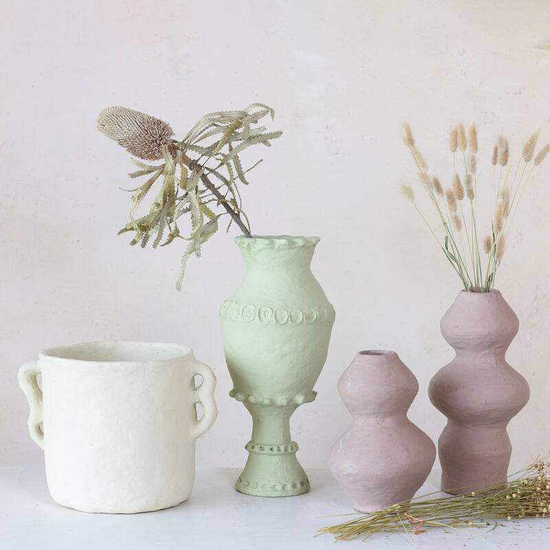 Handmade Paper Mache Vase with Dusty and Smooth Design
