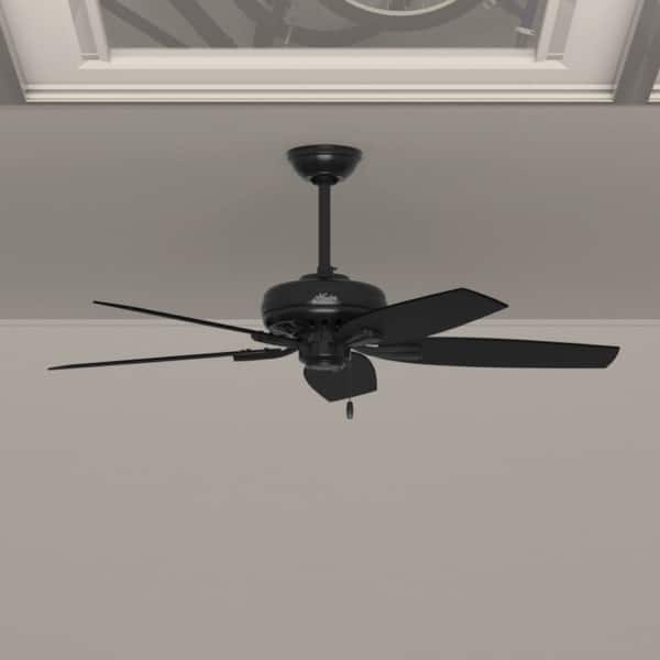slide 2 of 20, Hunter 52" Newsome Outdoor Ceiling Fan with Pull Chain, Damp Rated Matte Black