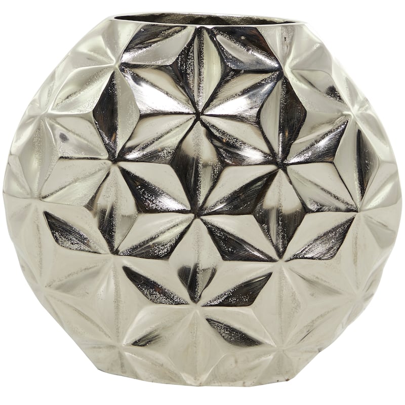 CosmoLiving by Cosmopolitan Aluminum Metal Faceted Geometric Vase - Black, Silver, Gold