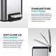 preview thumbnail 6 of 10, KRAUS WasteGuard 1.3 Gallon / 5 Liter Step Pedal Bathroom Trash Can