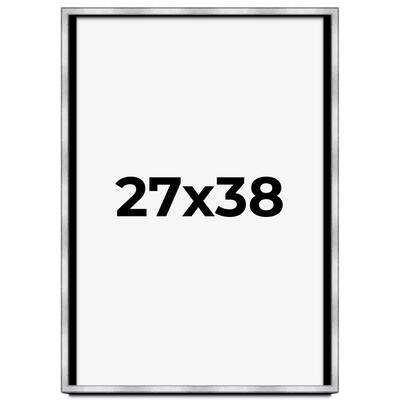 27x38 Shadow Box Frame Silver | 1.375 Inches Deep Real Wood