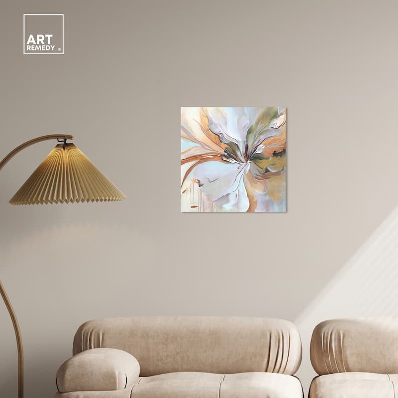 Art Remedy Golden Aesthetic Gallery Wrapped Boho Abstract 1 Piece Canvas Wall Art