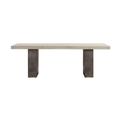 HomeRoots 24" Gray And Brown Concrete And Solid Wood Coffee Table - 24