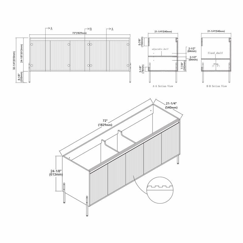 Ripple 72" Double Bathroom Vanity Kit (Assembly Required)