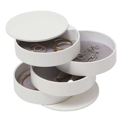 Yamazaki Home Stacked Jewelry Organizer - Two Styles, ABS Plastic, Open - L 3.94 x W 3.94 x H 3.94 inches