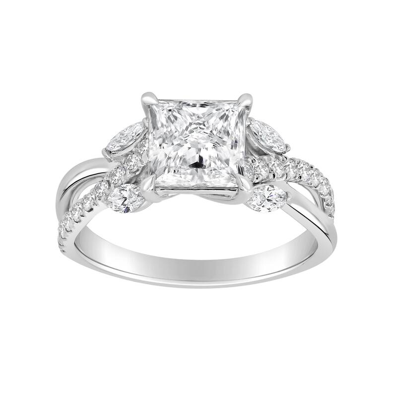 Auriya 14k Gold 5 3/5ctw Princess Lab grown Twisted-Shank Diamond Engagement Ring (E-F VS) - White - 4