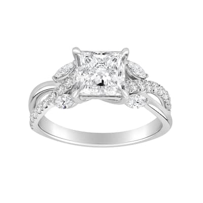 Auriya 14k Gold 5 3/5ctw Princess Lab grown Twisted-Shank Diamond Engagement Ring (E-F VS)