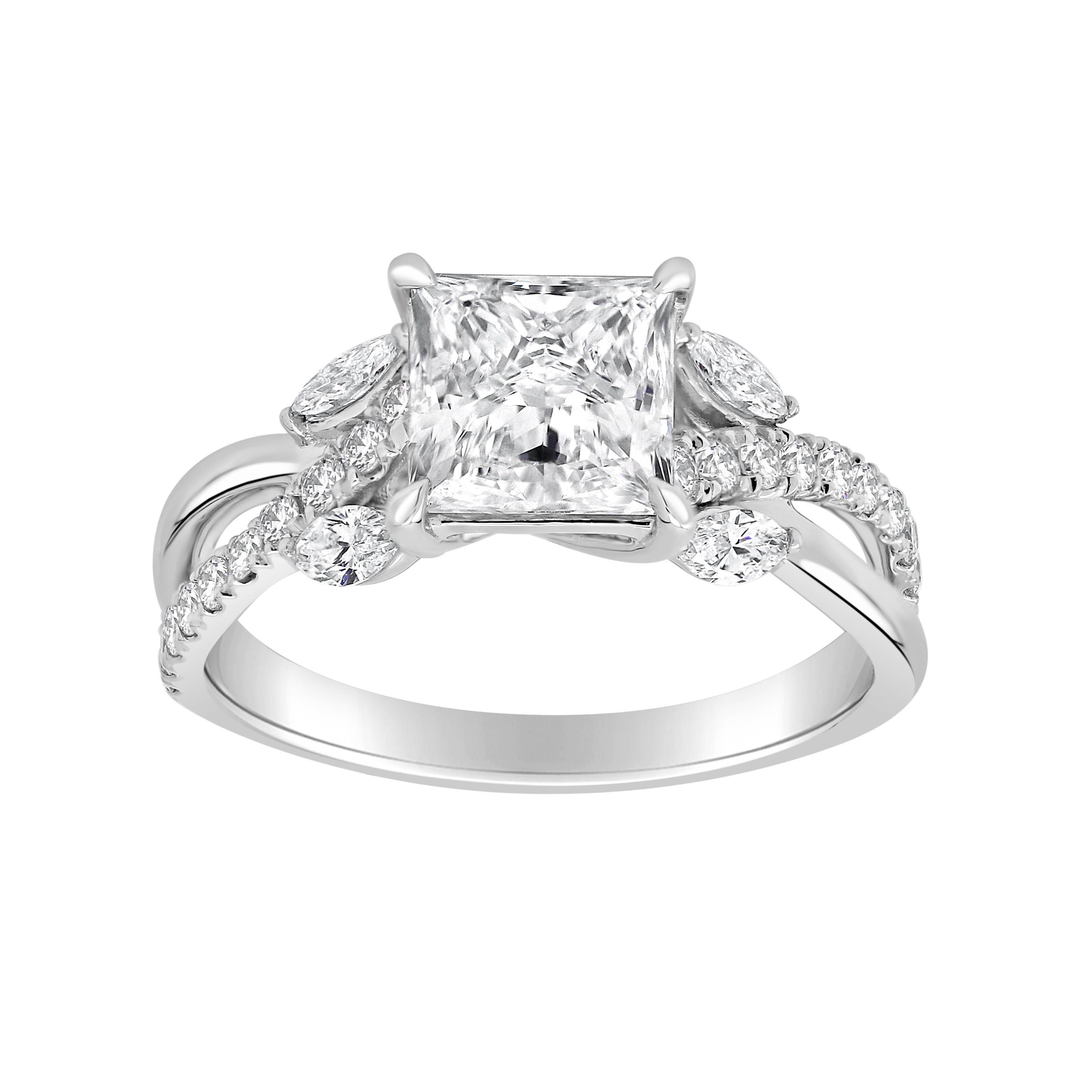 Auriya 14k Gold 5 3/5ctw Princess Lab grown Twisted-Shank Diamond Engagement Ring (E-F VS)