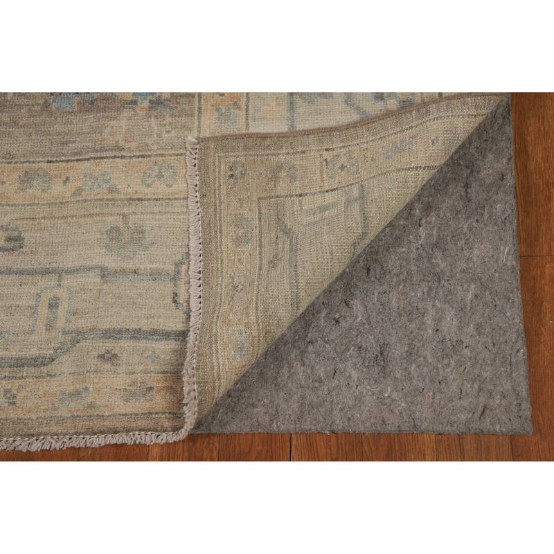 Brown Floral Oushak Turkish Area Rug Hand-Knotted Wool Carpet - 8'1"x 9'10"