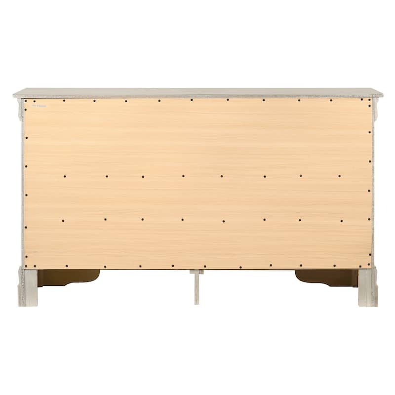 6-Drawer Wooden Bedroom Dresser - 57" - Silver Champagne