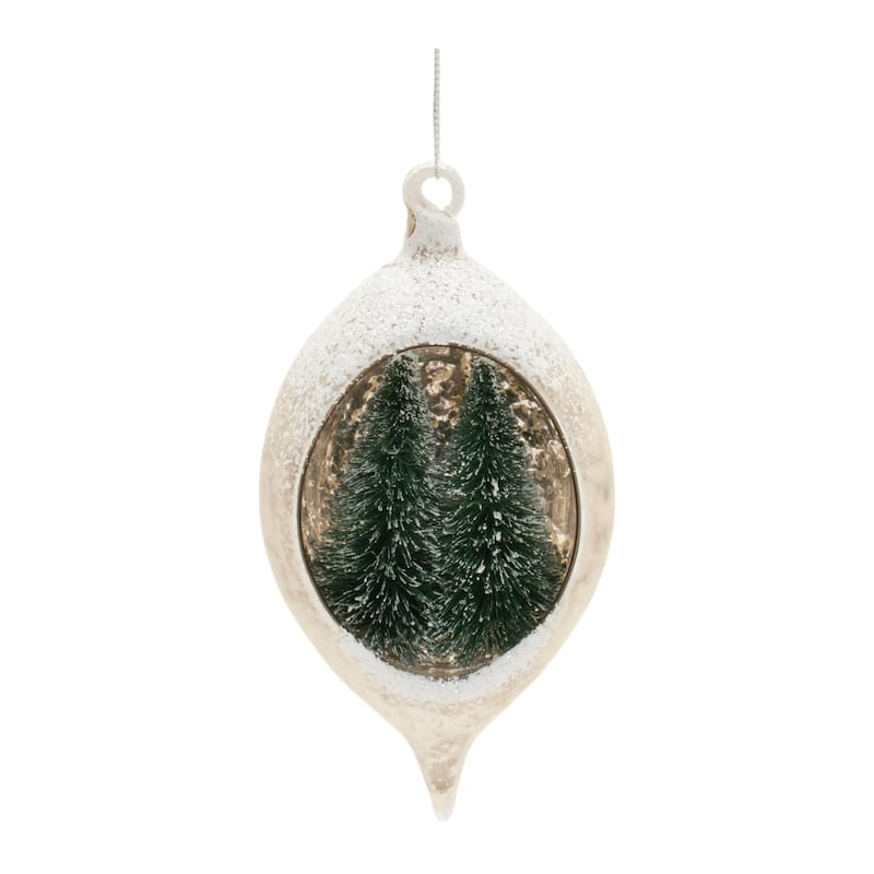 Mercury Glass Christmas Ornaments - 5.5" - White and Green - 6ct