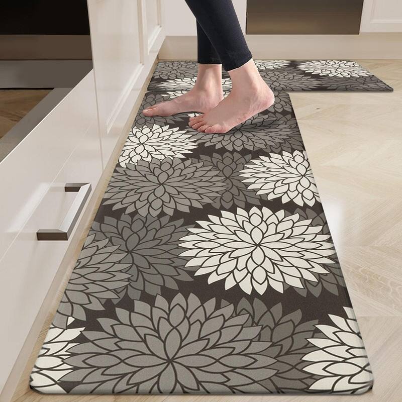 Anti Fatigue Kitchen Rug Sets 2 Piece Non Slip Kitchen Mats - 17.3"x48"+17.3"x28"-0.4"Th
