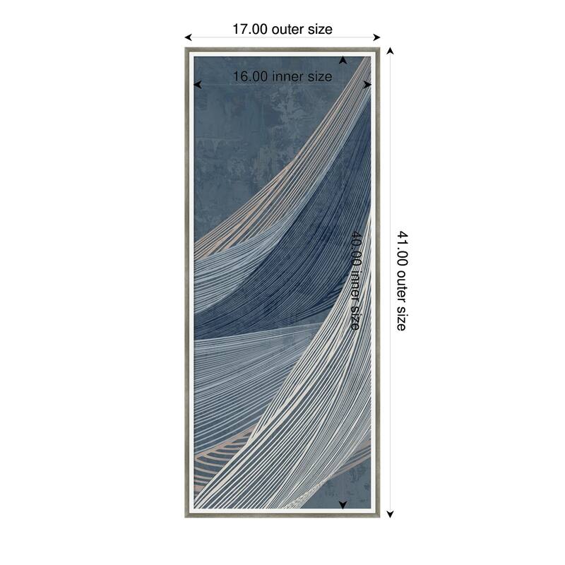 Amanti Art Framed Fabric Pinboard Indigo Threads I by PI Studio Printed Bulletin Board - Board Size 16 x 40