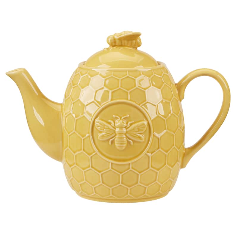 Certified International French Bees Embossed Honeycomb Teapot - 9.25" x 5.25" x 6.875"