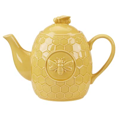 Certified International French Bees Embossed Honeycomb Teapot - 9.25" x 5.25" x 6.875"