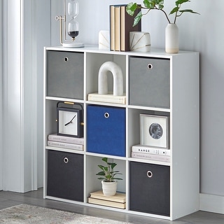 Simple Living 'Jolie' White Bookcase with Five Fabric Bins