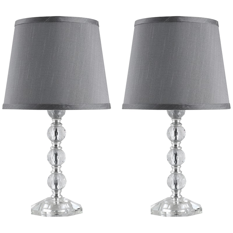 HOMCOM Crystallite Modern Table Lamps for Bedroom Set of 2, Bedside Desk Lamp for Home Office, Lamp Set with Fabric Lampshades