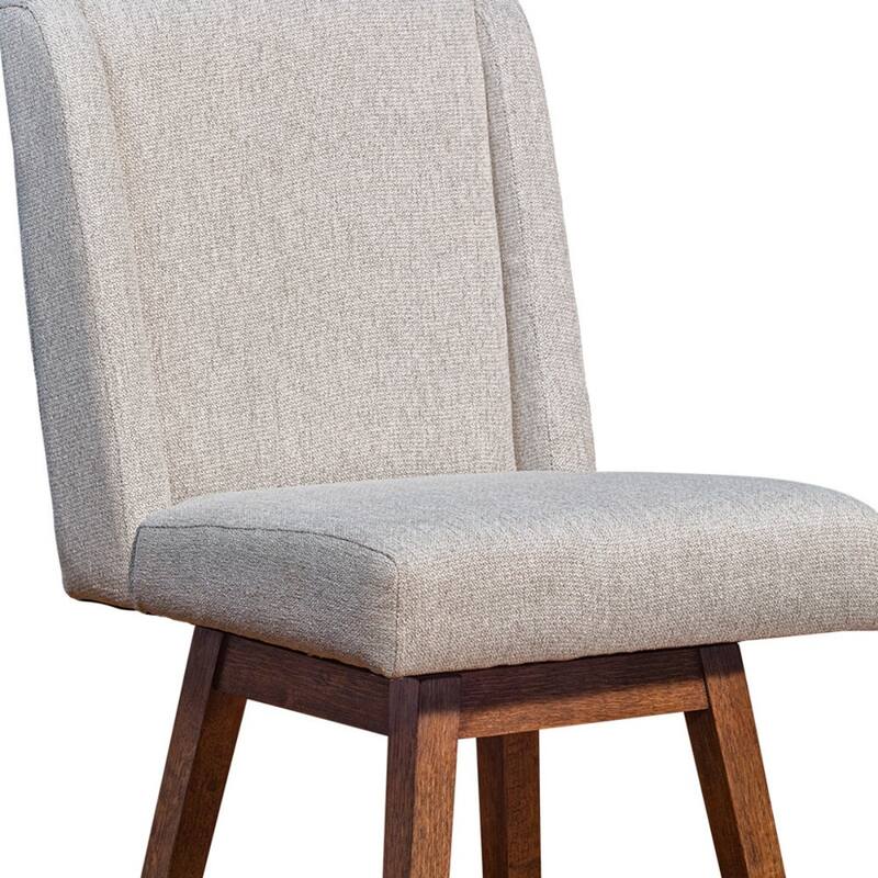 26-Inch Seat Upholstered Swivel Counter Stool with Wingback and Footrest Brown Solid Wood Frame - 40”H x 22”W x 19.5”D