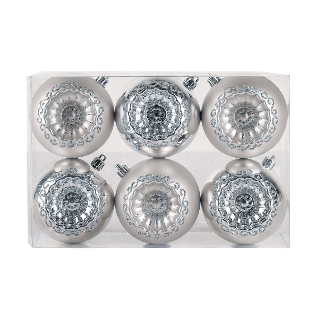 National Tree Company 6-Piece Shatterproof Glittering Silver Ornaments - 3 in
