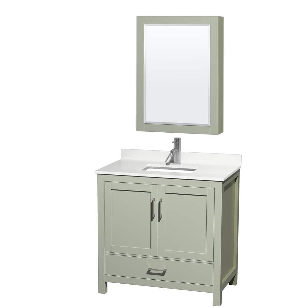 Sheffield 36-inch Single Vanity, Single Hole Quartz Top, Med Cabinet