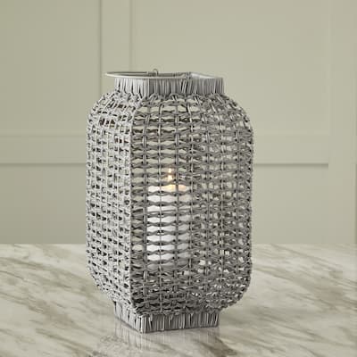 Ashley Furniture Evonne Antique Gray Lantern - 9"W x 9"D x 17"H