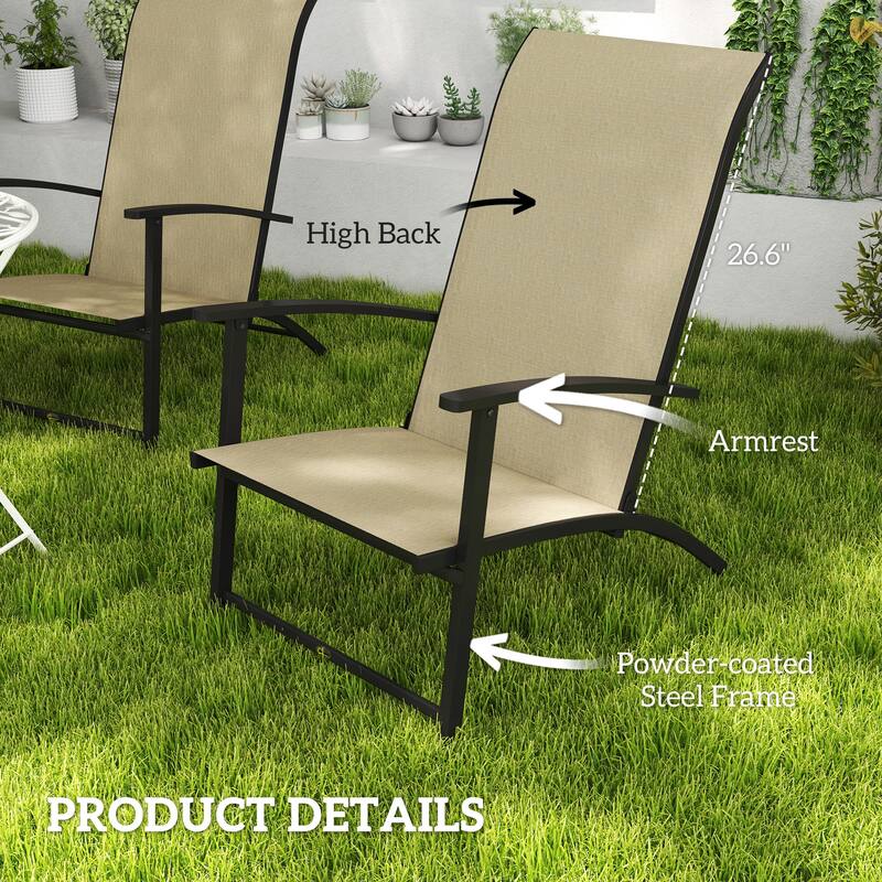 Metal Mesh Folding Patio Chairs Set of 2 with Armrests - 23.6" W x 31.9" D x 33.9" H