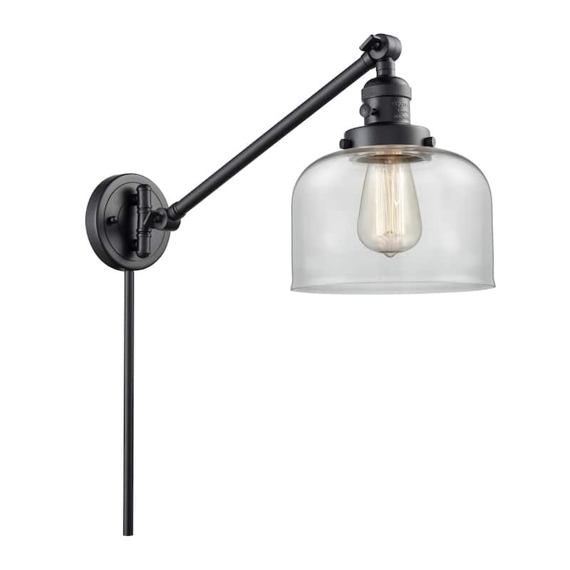 Innovations Lighting Large Bell Single Light 25" Tall Wall Sconce / - Matte Black / Clear