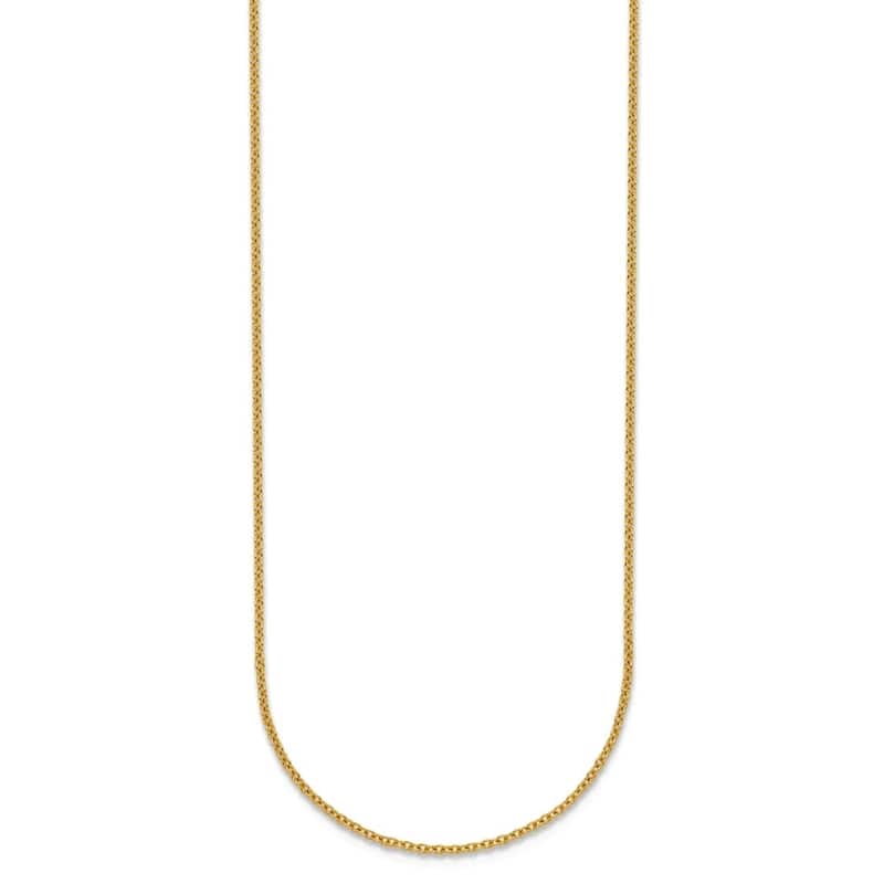 Curata Italian 14k Yellow Gold 1.1mm Cable Chain Necklace For Women (Spring Ring)