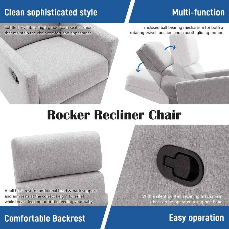 Modern 360° Swivel Sliding Linen Upholstered Recliner