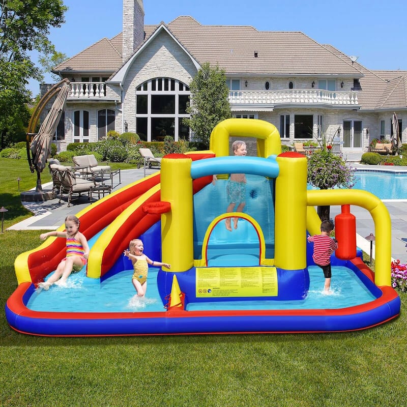 Gymax 7-in-1 Inflatable Water Slide Water Park Kids Bounce Castle With - See Details