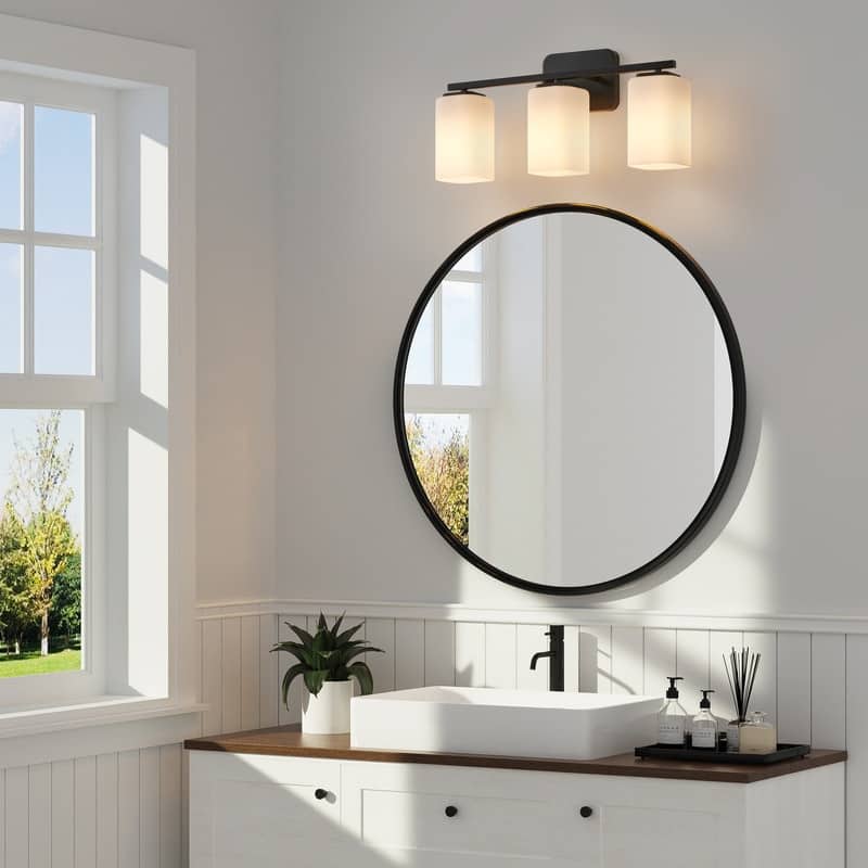 KAWOTI W20.5" Frosted Glass Bathroom Vanity Light