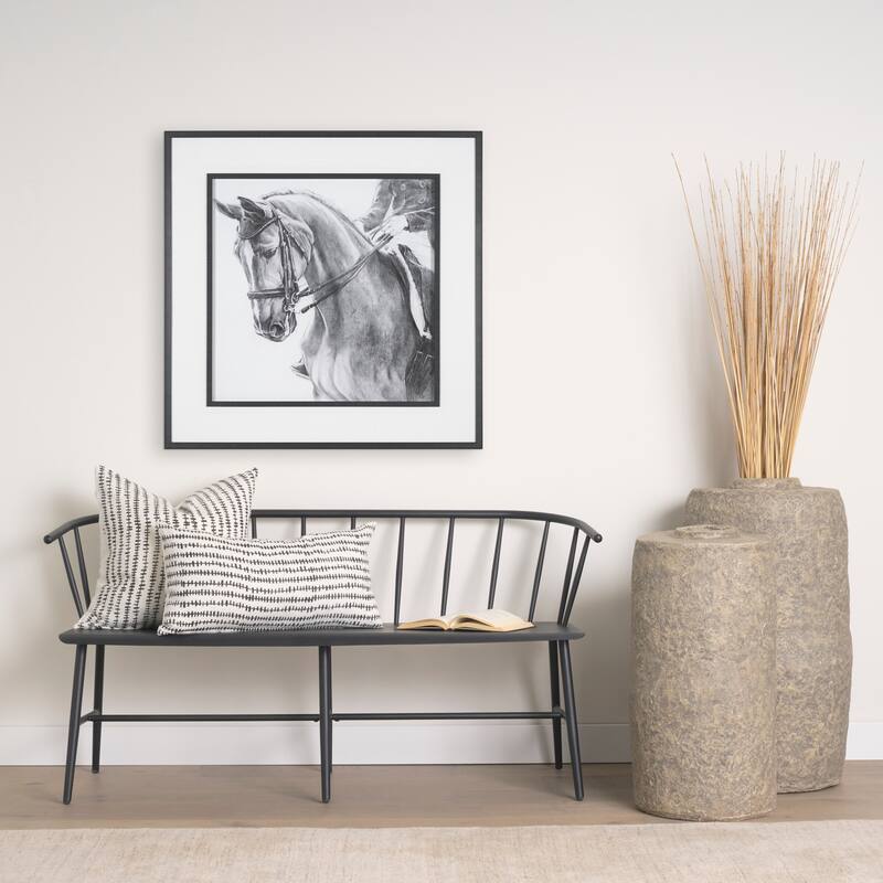 Jenna Cream w/ Black Print Linen Square Decorative Pillow Cover