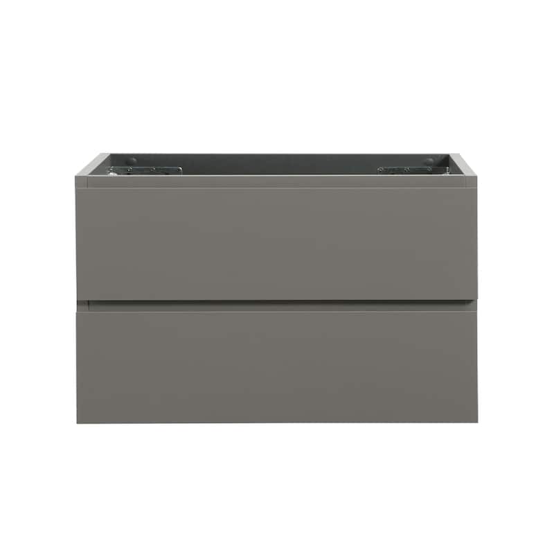 (Base Only) Wall Mount Bathroom Vanity Base with 2 Drawers - Grey - 36" W