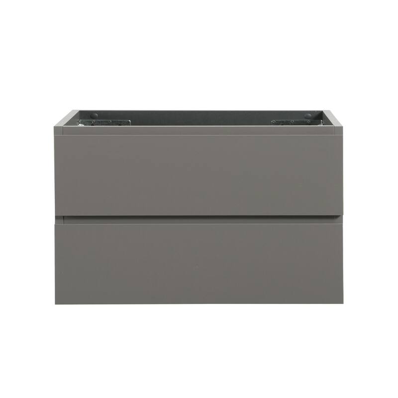 GDFStudio - Alice Wall-Mounted Bathroom Vanity with Modern Double Drawer and Soft-Close Functionality - White+gray - 36"