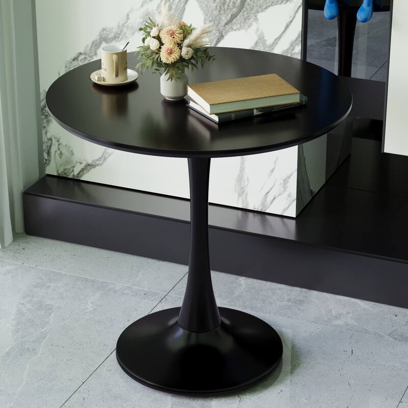 Round Dining Table, 31.5 Inch Tulip Dining Table with MDF Tabletop and Base, Mid-Century Coffee Table, Seats 2 to 4 People